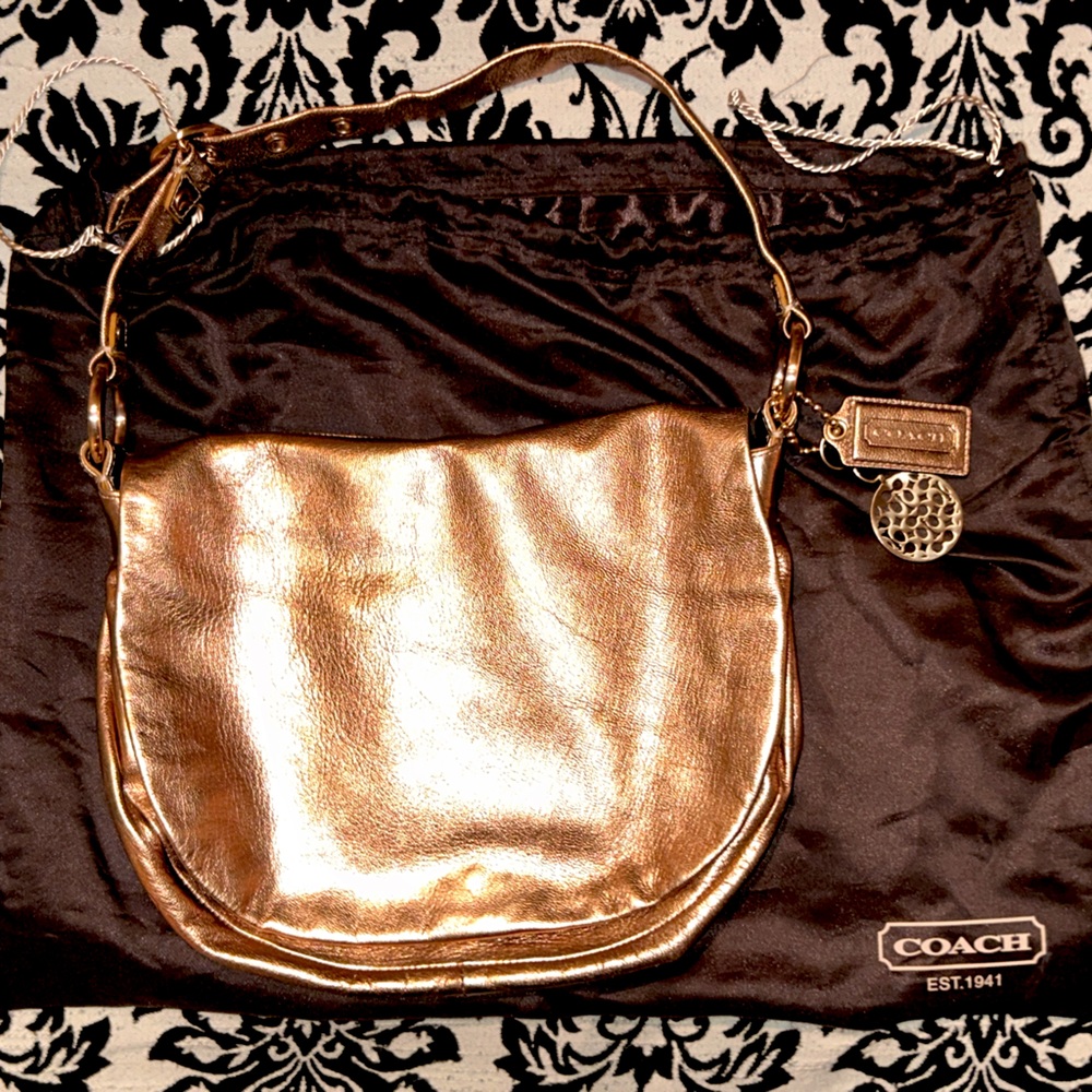 Coach - Rose Gold Leather Shoulder Bag